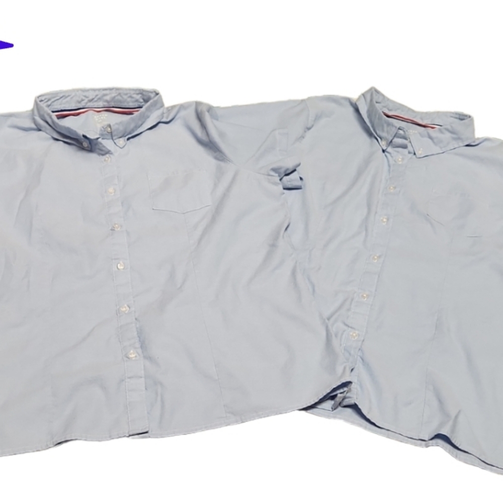 2  womans xl pale blue French toast uniform blouses short sleeved